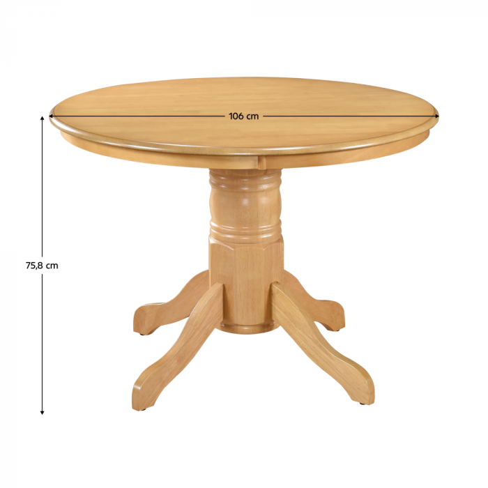 Masă de sufragerie, rotundă, stejar deschis, diametru 106 cm, TABLOS [6]