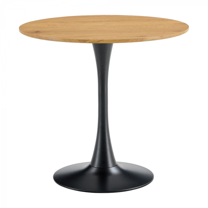 Masă de sufragerie, rotundă, stejar/negru, diametru 110 cm, REVENTON NEW [1]