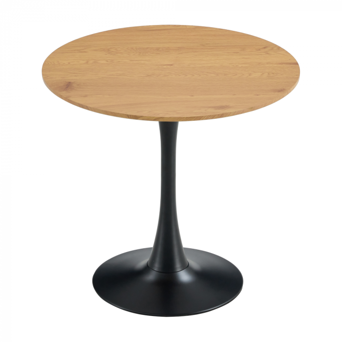Masă de sufragerie, rotundă, stejar/negru, diametru 80 cm, REVENTON NEW [2]