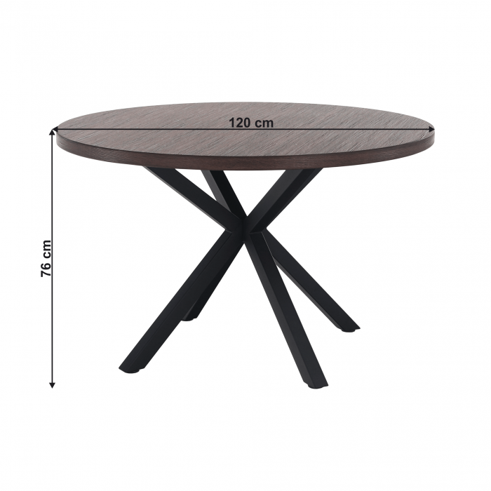 Masă de sufragerie, stejar închis / negru, diametru 120 cm, MEDOR [10]