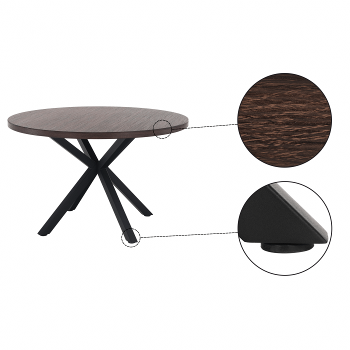Masă de sufragerie, stejar închis / negru, diametru 120 cm, MEDOR [11]