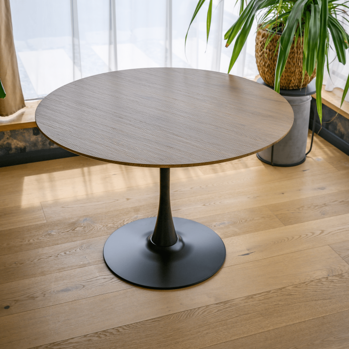 Masă de sufragerie, stejar/negru, diametru 110 cm, REVENTON NEW [13]