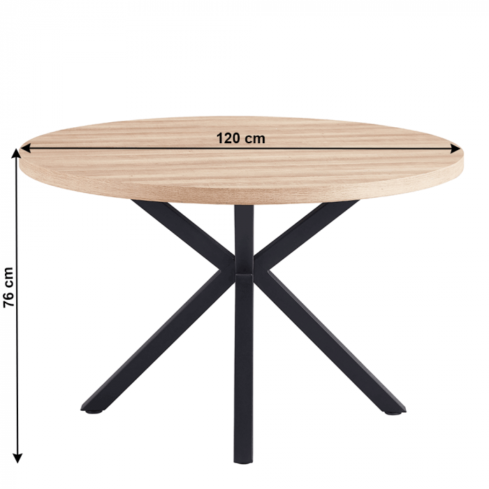 Masă de sufragerie, stejar sonoma / negru, diametru 120 cm, MEDOR [3]