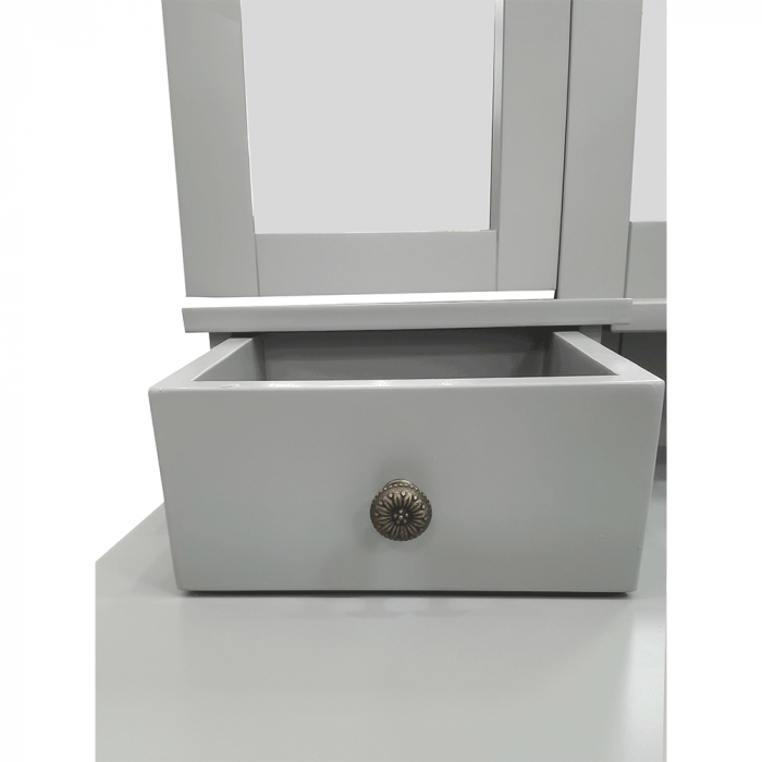 Masă de toaletă cu taburet, gri / argintiu, REGINA NEW [8]