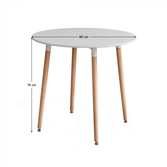 Masă dining, alb/fag, diametru 60 cm, ELCAN NEW TYP 1 [2]