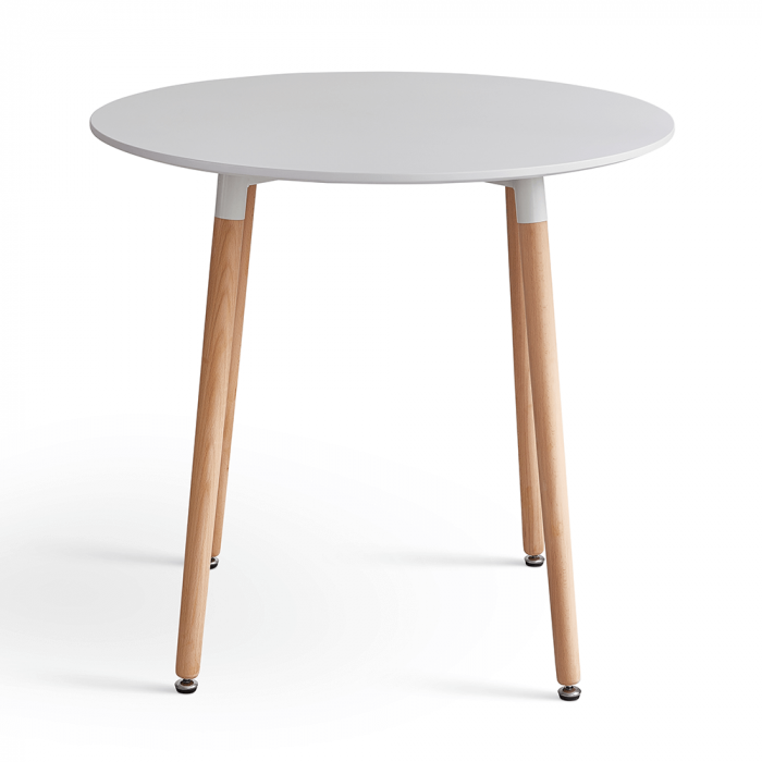 Masă dining, alb/fag, diametru 80 cm, ELCAN NEW [3]
