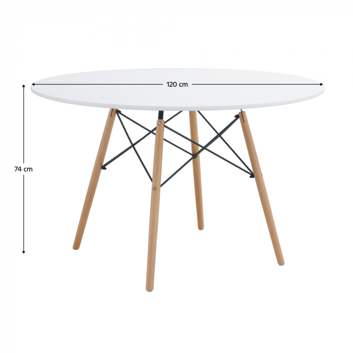 Masă dining, alb mat/fag, diametru 120 cm, DEMIN NEW [3]