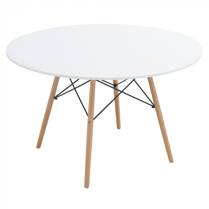 Masă dining, alb mat/fag, diametru 120 cm, DEMIN NEW [2]
