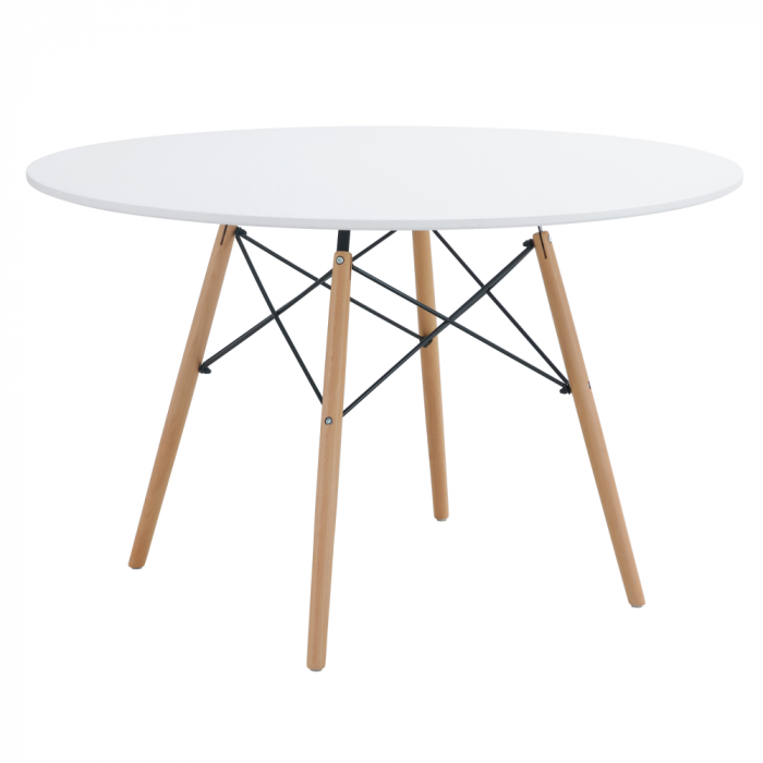 Masă dining, alb mat/fag, diametru 120 cm, DEMIN NEW [1]