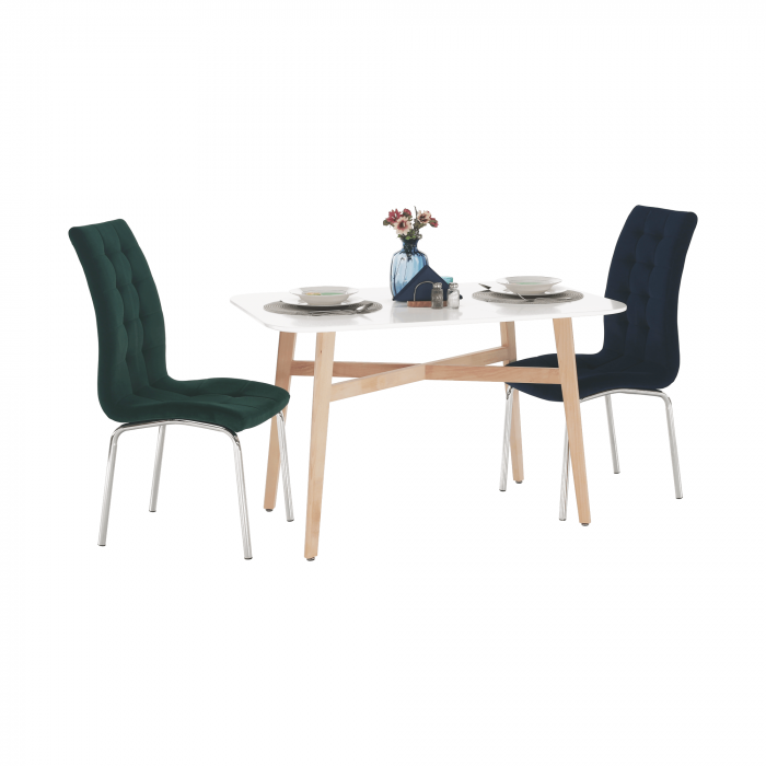 Masă dining, albă/natural, 120x80 cm, CYRUS 2 NEW [6]