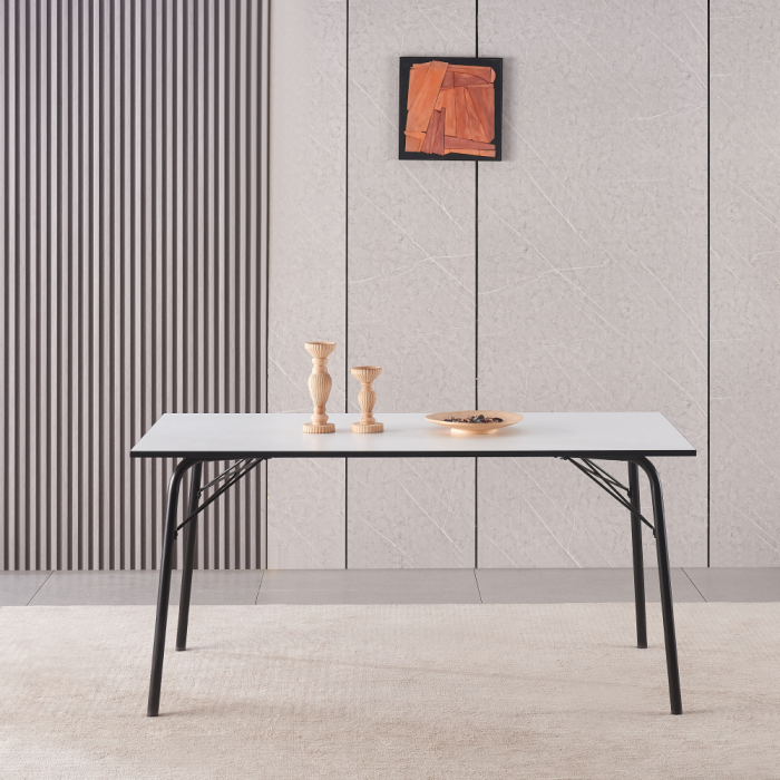 Masă dining, albă / neagră, 160x80x75 cm, NALAK TIP 3 [7]