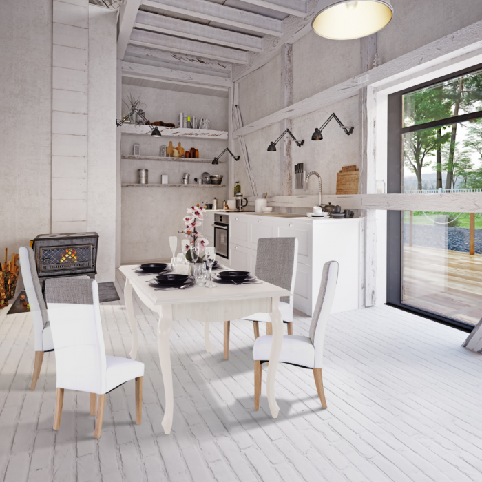 Masă dining DA19, pin alb, 146x76 cm, VILAR [2]