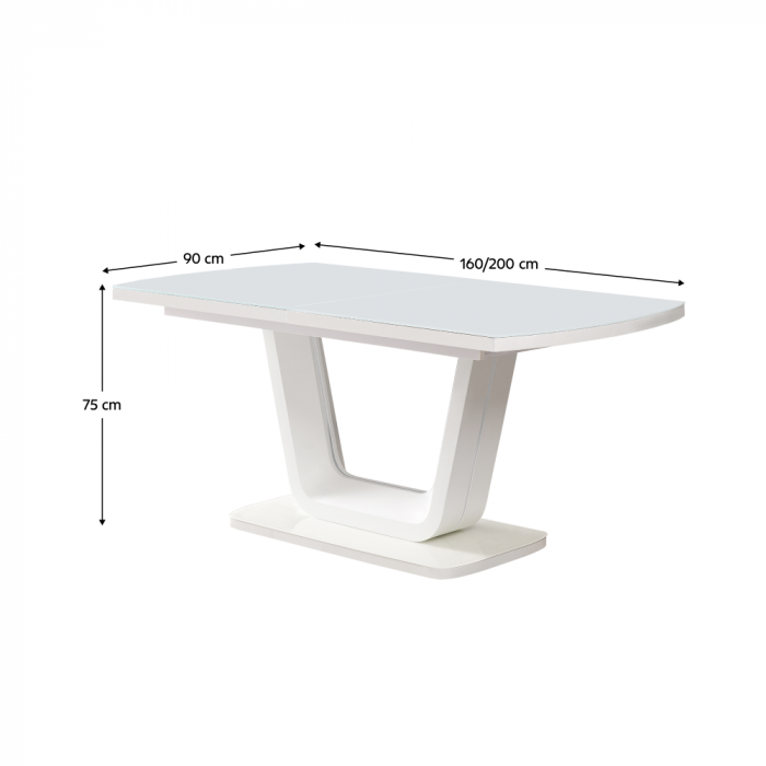 Masă dining extensibilă, alb lucios, 160-200x90 cm, OLAV [12]