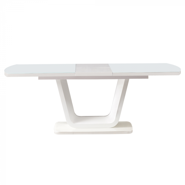 Masă dining extensibilă, alb lucios, 160-200x90 cm, OLAV [4]