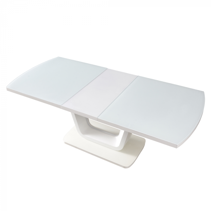 Masă dining extensibilă, alb lucios, 160-200x90 cm, OLAV [6]