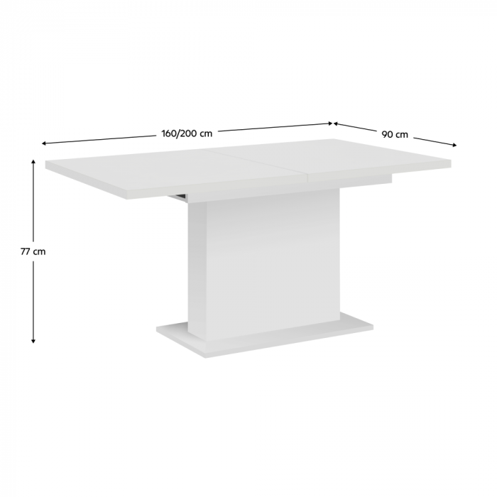 Masă dining extensibilă, albă, 160-200x90 cm, BOBA [4]
