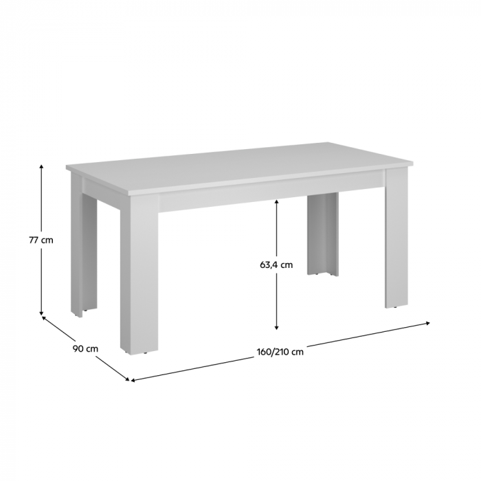 Masă dining extensibilă, albă, 160-210x90 cm, ERODIN [2]