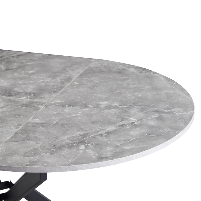 Masă dining extensibilă, beton/neagră, 120x120-160x75 cm, ABERO TIP 2 [6]