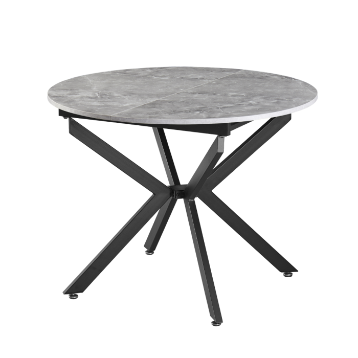 Masă dining extensibilă, beton/neagră, 120x120-160x75 cm, ABERO TIP 2 [11]