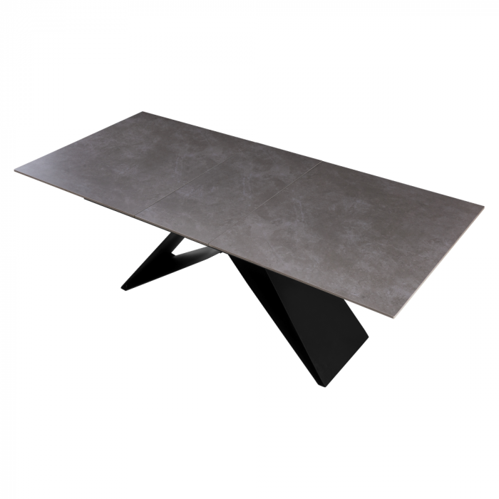 Masă dining extensibilă, beton/neagră, 160-200x90 cm, MAJED [9]
