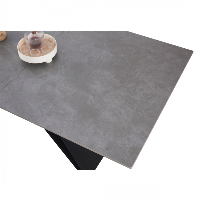Masă dining extensibilă, beton/neagră, 160-200x90 cm, MAJED [6]