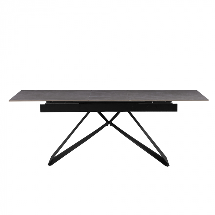 Masă dining extensibilă, beton/neagră, 160-200x90 cm, MAJED [4]