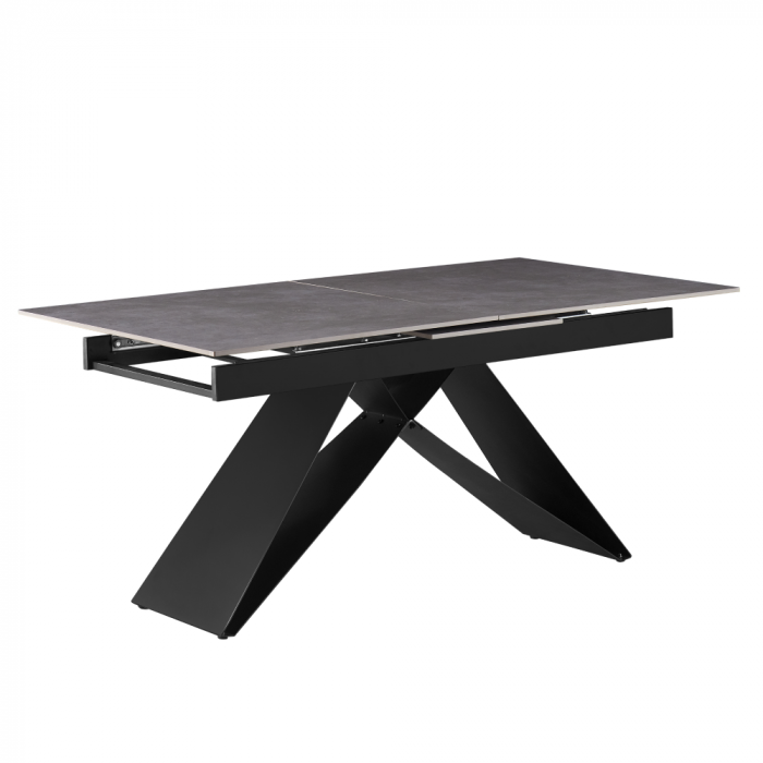 Masă dining extensibilă, beton/neagră, 160-200x90 cm, MAJED [1]