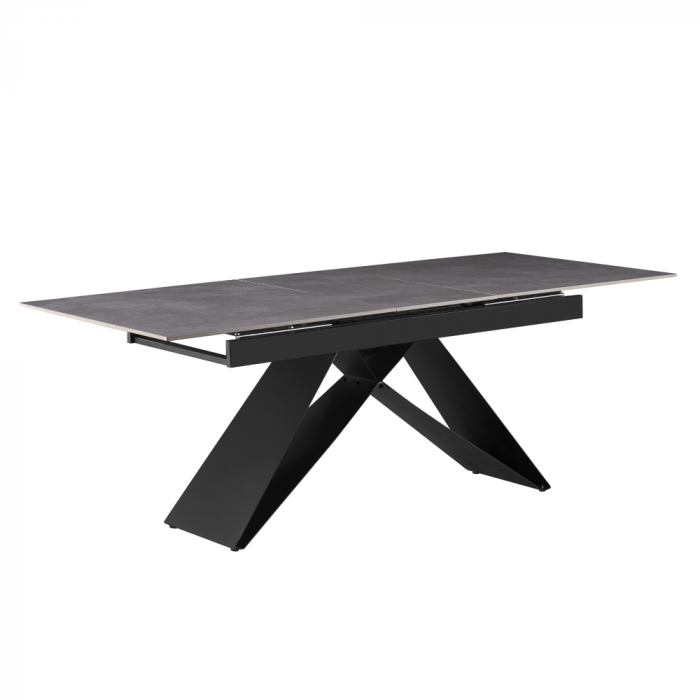 Masă dining extensibilă, beton/neagră, 160-200x90 cm, MAJED [3]