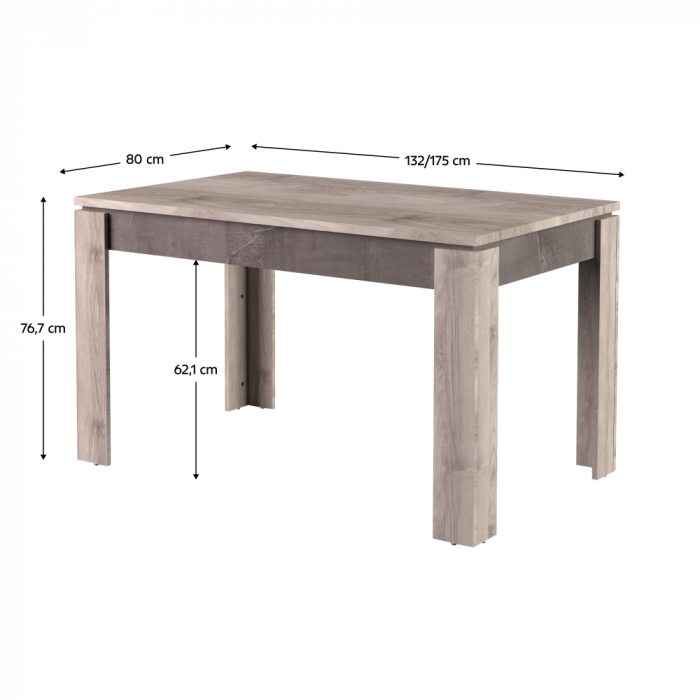 Masă dining extensibilă, castan Nairobi/onix, 130-175x80 cm, JESI NEW [4]