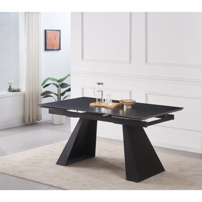 Masă dining extensibilă, grafit/neagră, 160-240x90 cm, SALAL [13]