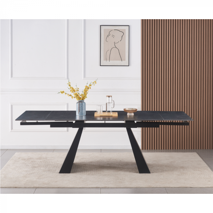Masă dining extensibilă, grafit/neagră, 160-240x90 cm, SALAL [10]