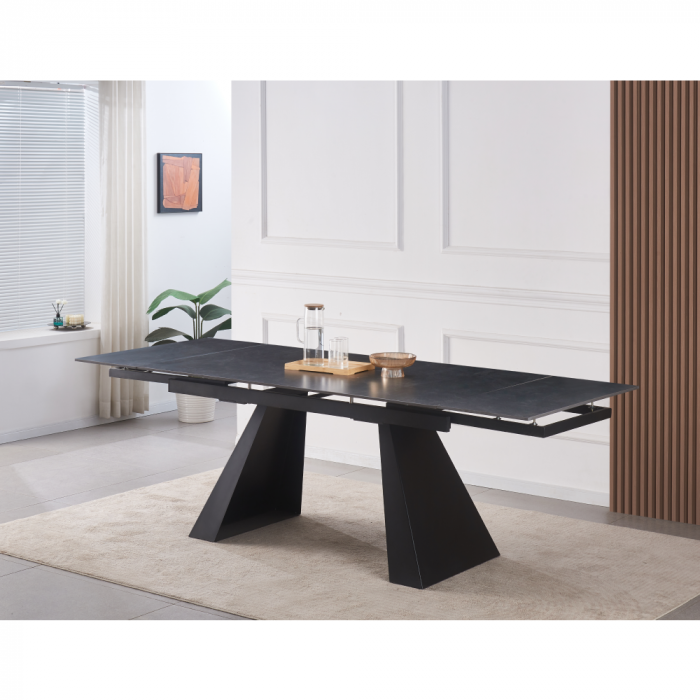 Masă dining extensibilă, grafit/neagră, 160-240x90 cm, SALAL [12]