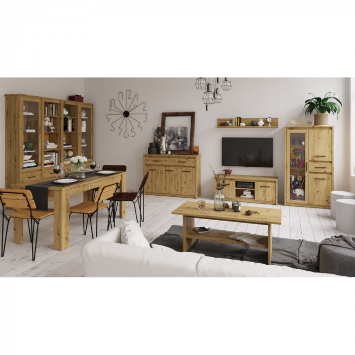 Masă dining extensibilă, stejar Artisan, 160-210x80 cm, AIRON [2]