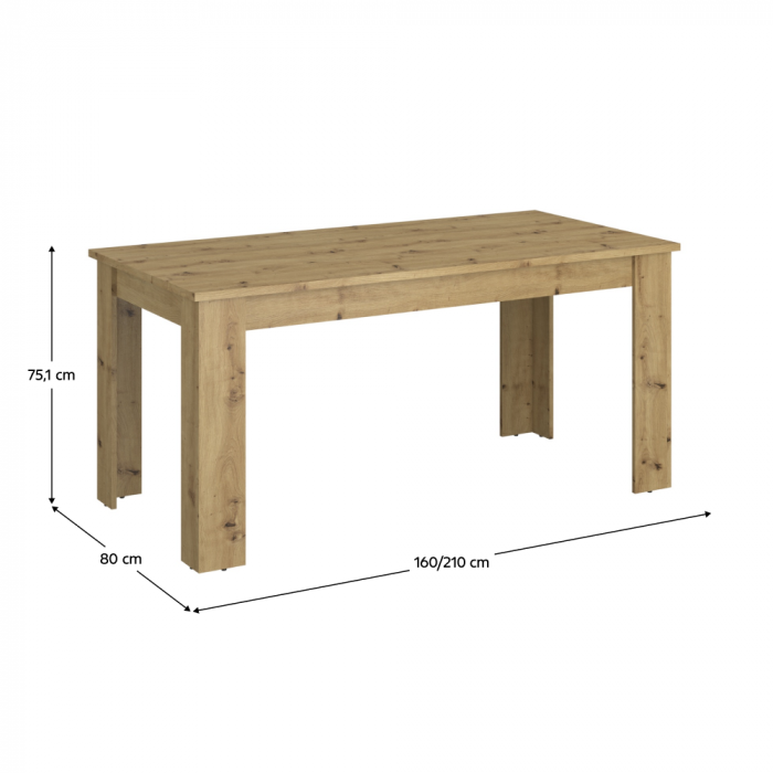 Masă dining extensibilă, stejar Artisan, 160-210x80 cm, AIRON [3]