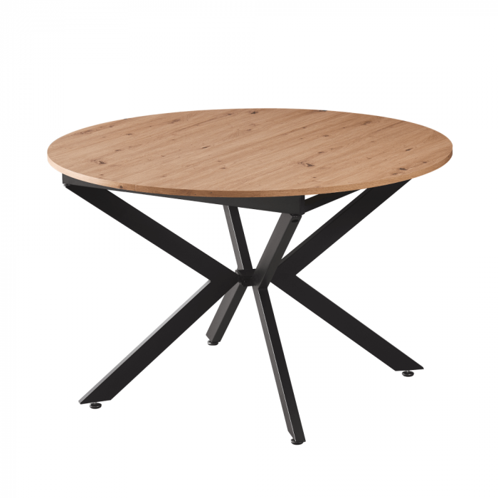 Masă dining extensibilă, stejar artisan / neagră, 120x120-160x75 cm, ABERO TIP 2 [1]