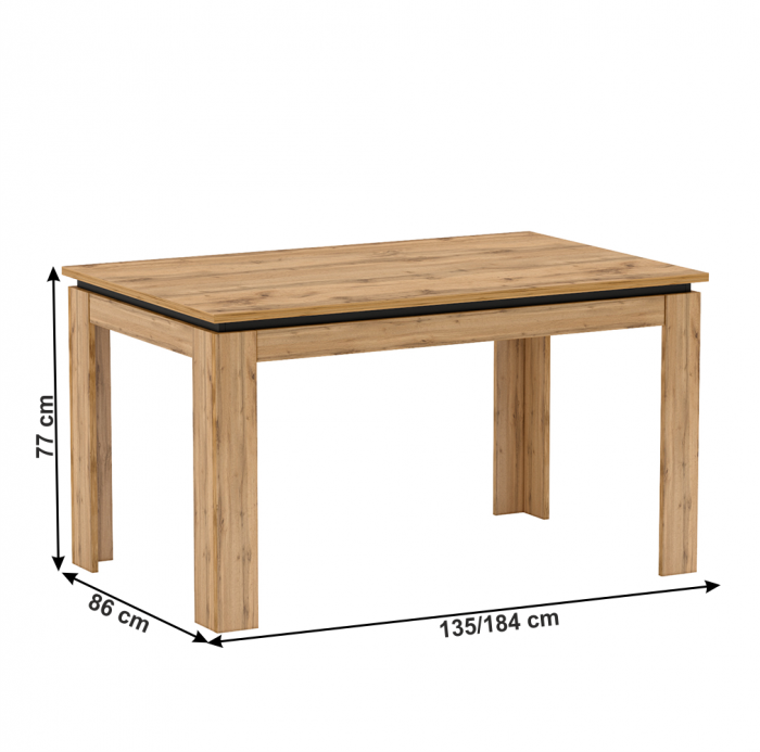 Masă dining extensibilă, stejar wotan, 135-184x86 cm, TORONTA S [2]