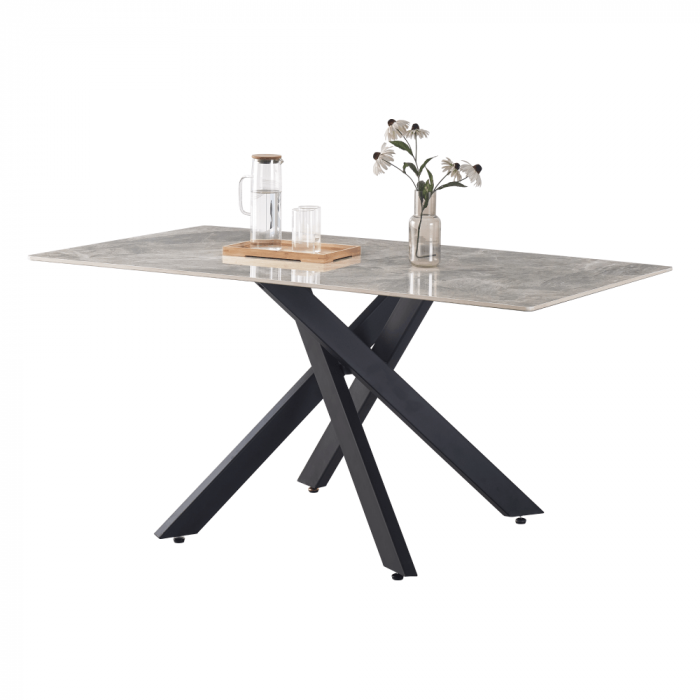 Masă dining, gri deschis/neagră, 160x90 cm, ZENOS [2]