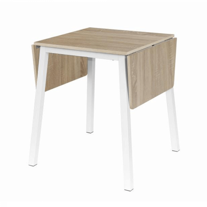 Masă dining, MDF folie/metal, stejar sonoma/alb, 60-120x60 cm, MAURO [2]