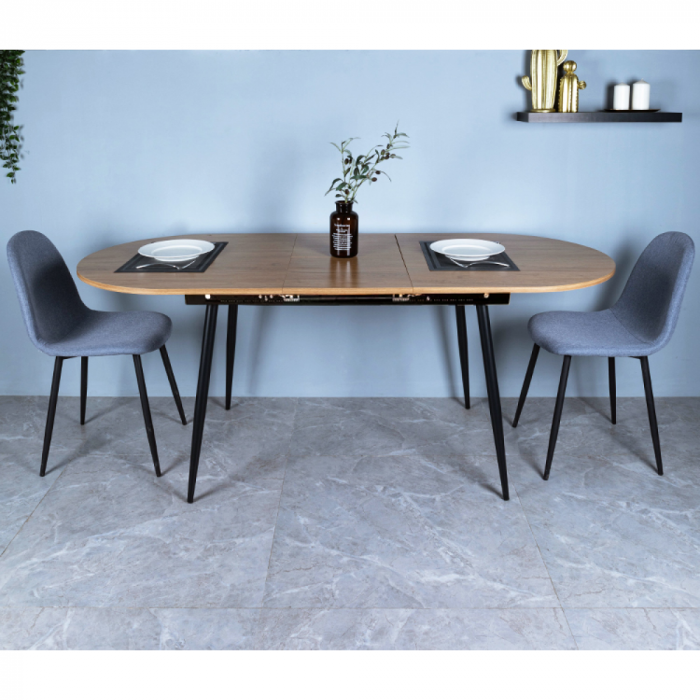Masă dining, pliabilă, stejar / neagră 150-190x75 cm, TAMERON [2]