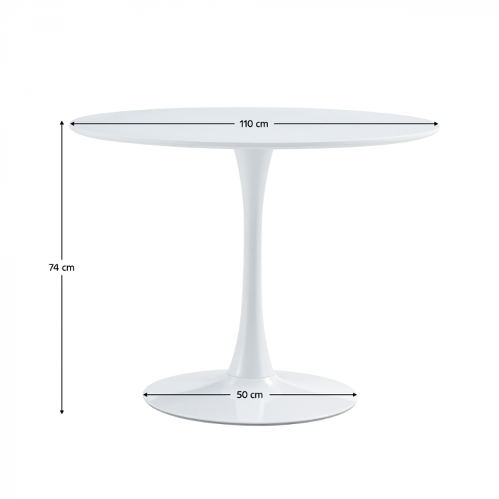 Masă dining, rundă, alb mat, diametru 110 cm, REVENTON NEW [3]