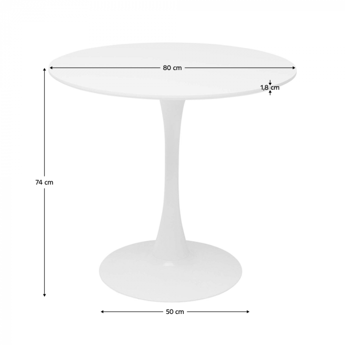 Masă dining, rundă, alb mat, diametru 80 cm, REVENTON NEW [2]
