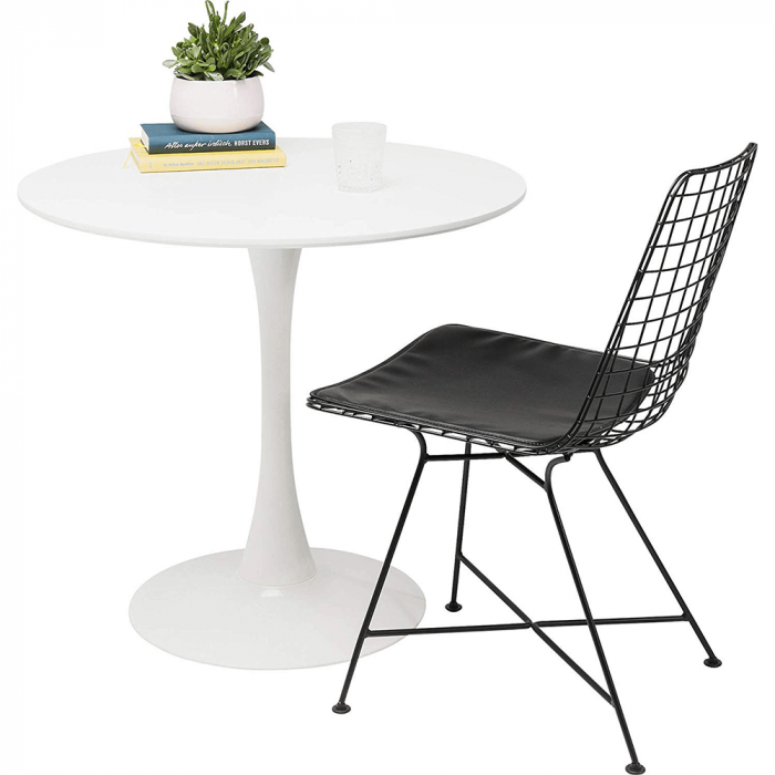 Masă dining, rundă, alb mat, diametru 80 cm, REVENTON NEW [3]