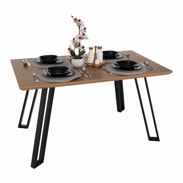 Masă dining, stejar/negru, 140x80 cm, PEDAL [3]