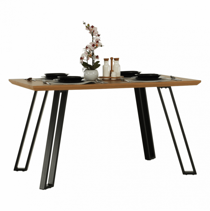 Masă dining, stejar/negru, 140x80 cm, PEDAL [16]