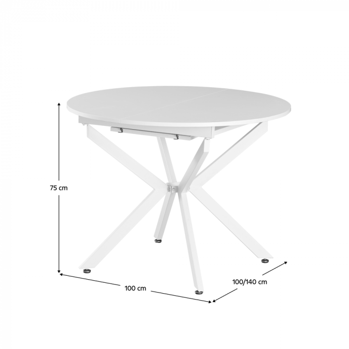 Masă extensibilă de dining, albă, 100x100-140x75 cm, ABERO TIP 1 [10]