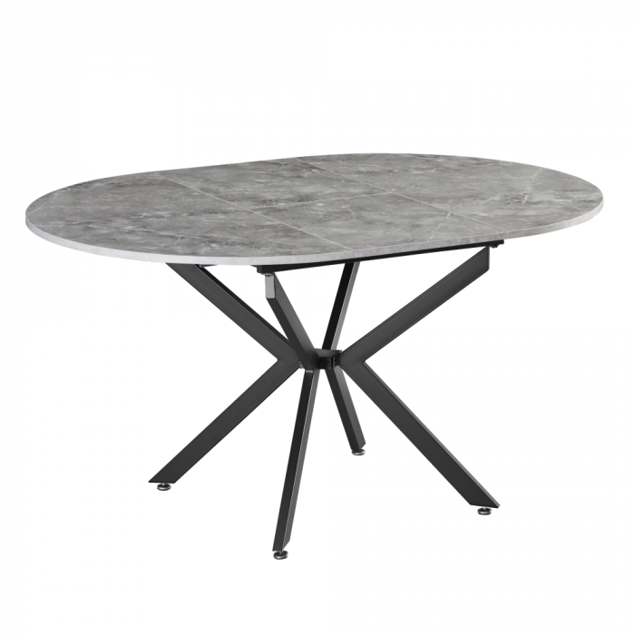 Masă extensibilă de dining, beton/neagră, 100x100-140x75 cm, ABERO TIP 1 [3]