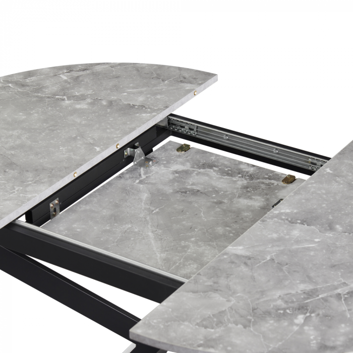 Masă extensibilă de dining, beton/neagră, 100x100-140x75 cm, ABERO TIP 1 [7]