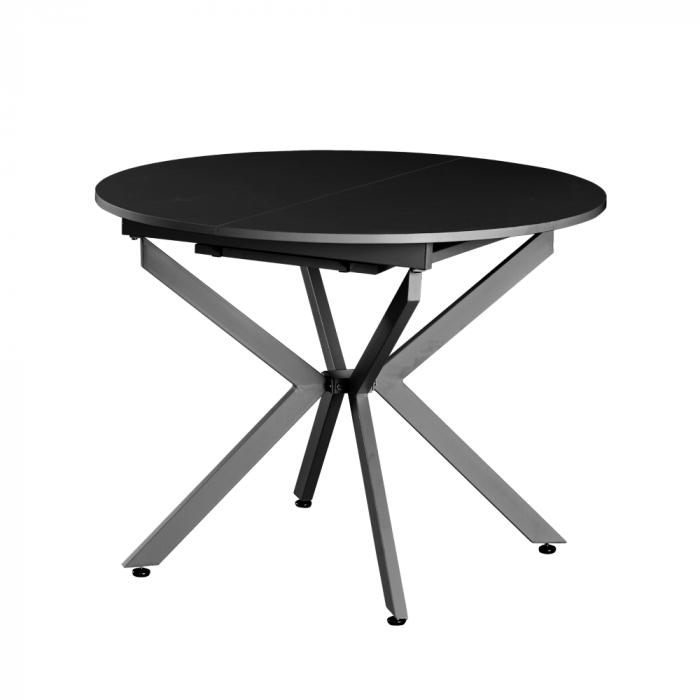 Masă extensibilă de dining, neagră, 100x100-140x75 cm, ABERO TIP 1 [1]