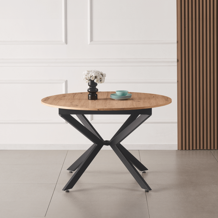 Masă extensibilă de dining, stejar artisan / neagră, 100x100-140x75 cm, ABERO TIP 1 [7]