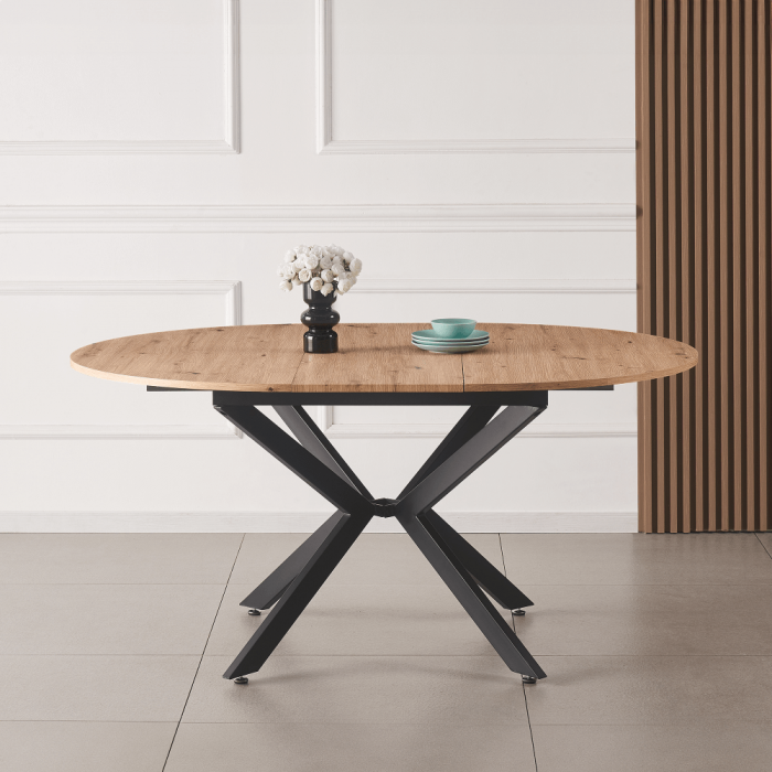 Masă extensibilă de dining, stejar artisan / neagră, 100x100-140x75 cm, ABERO TIP 1 [8]